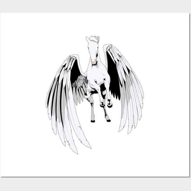 White Pegasus Flying Horse Wall Art by Sticker Steve